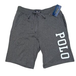 Polo Ralph Lauren Men Grey Longe Shorts Polo Logo Graphic Jersey Sleep Sz L NWT